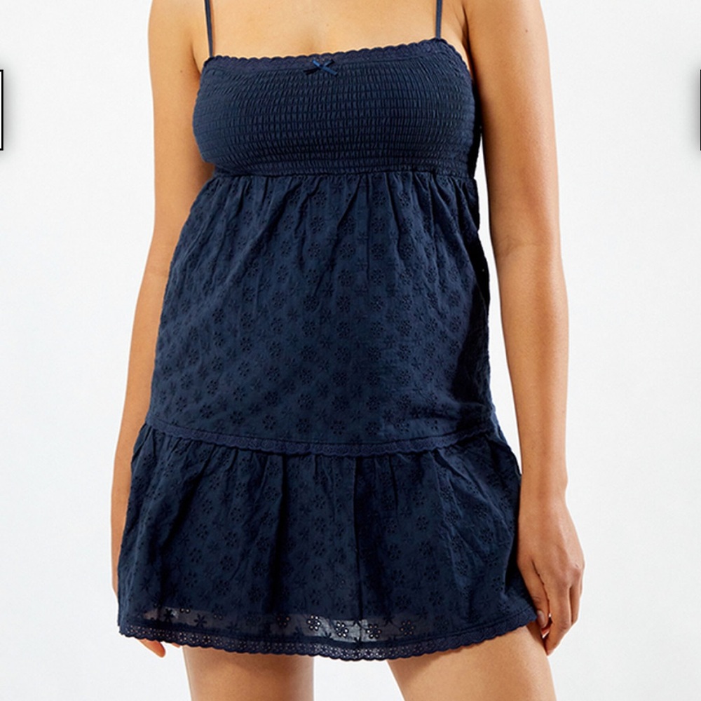 La Hearts Navy Mini Dress with Bow Detail